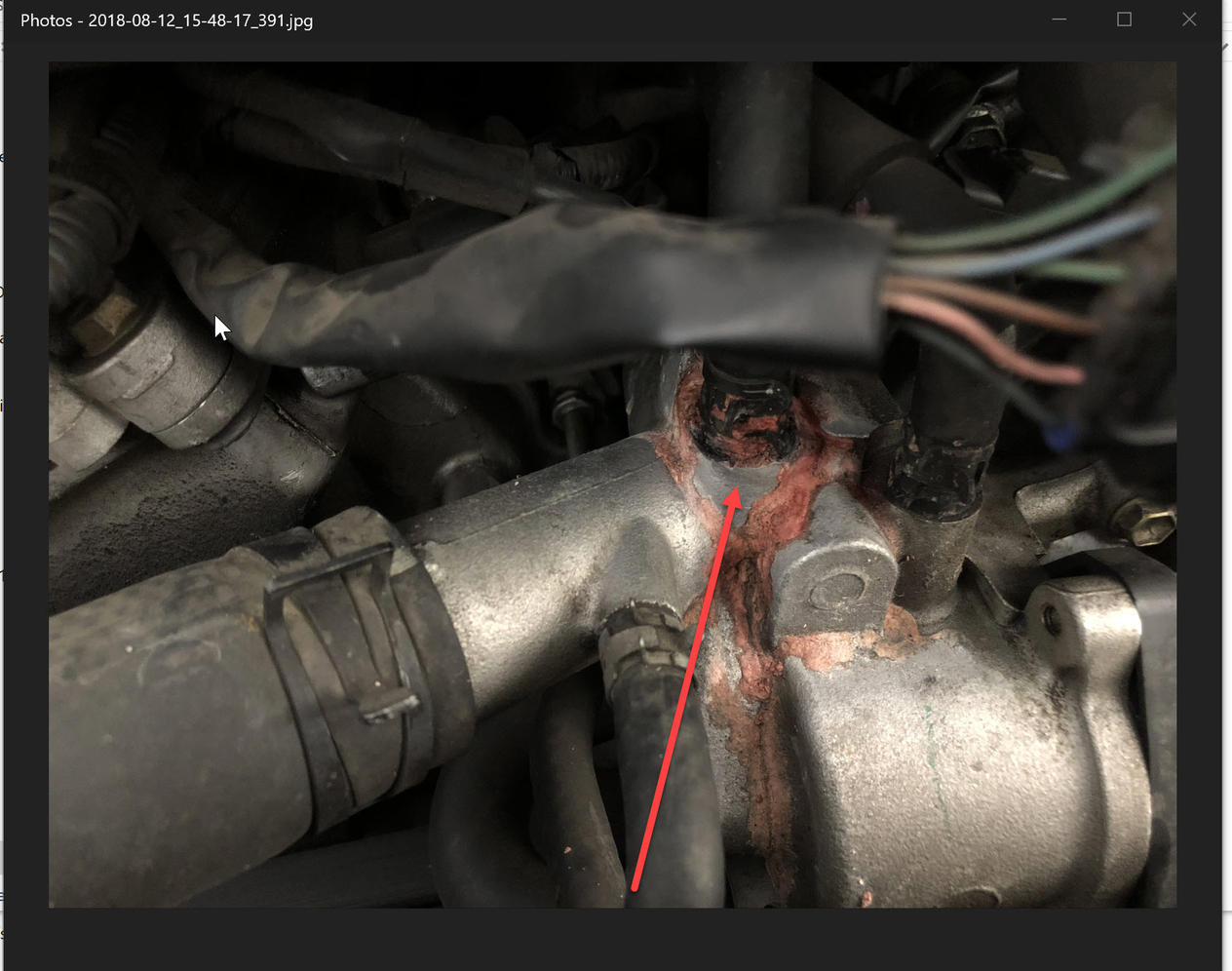 Coolant hose under the intake manifold leak - 2004 4RUNNER V6-engine-coolant-leak2-zoomed-jpg