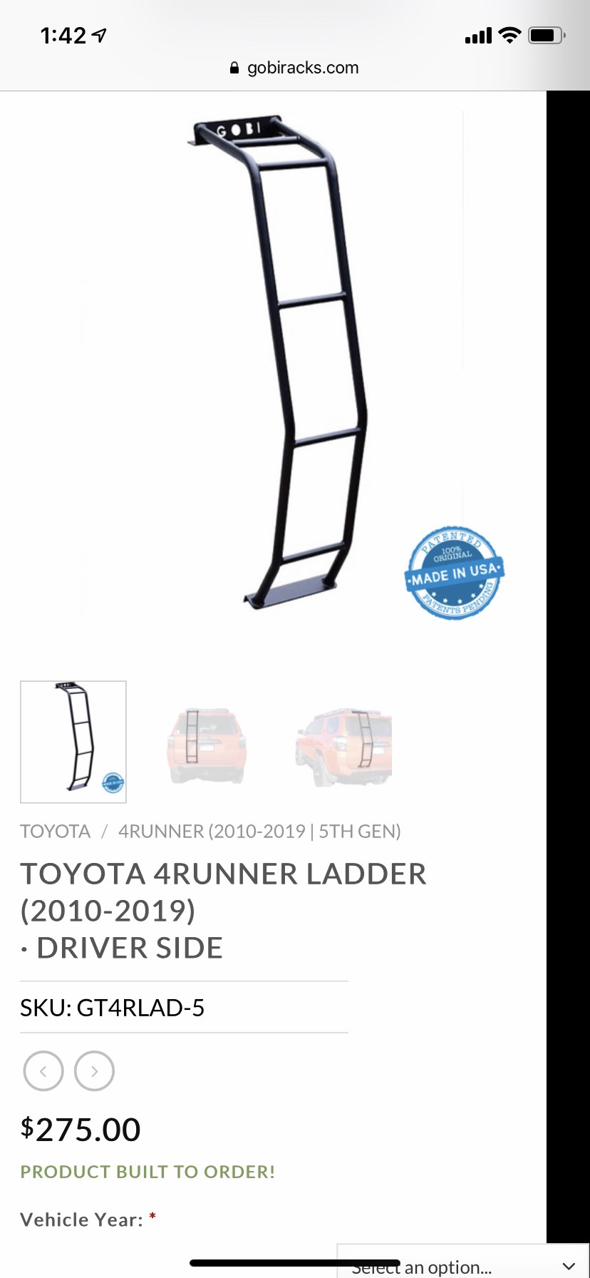 FS Gobi 4Runner (2010-2019) Ladder with Gobi RearGas Springs New 5 Los Angeles, CA-gobi-5th-gen-ladder-1-jpg
