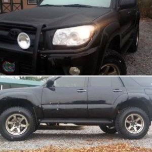 Level 8 wheels and BF Goodrich 255 75 17 mud tires
