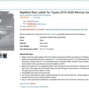 BajaRack 4Runner Ladder 5th Gen