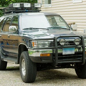 Roof rack off-road lights mounted but not yet hooked up.