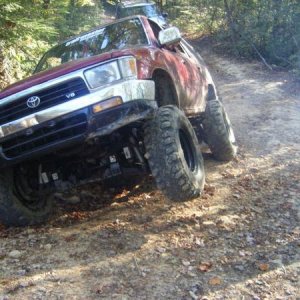 front view of tire off ground
