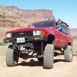 This one by far.... My favorite!! My 1986 SASed T4R.... 35" BFG Muds, Alcan 4" Springs, U-Bolt Flip Kit, Cross Over Steering, Toyota E-Lockers, 5:88 G