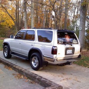 5% tint on the front windows and 5% over 20% rest of the way around, smoked tail lights with blue reverse bulb covers