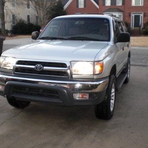 silver-blue xenon headlights