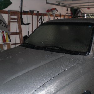 Covered in ice