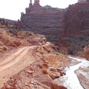 As the Onion Creek Rd. rises out of the tight canyon floor and the numerous creek crossings