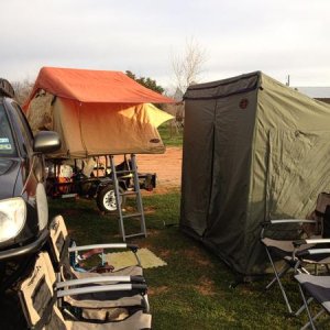 Our little makeshift camp site...tent trailer still in the build process so this little setup had to work for now.