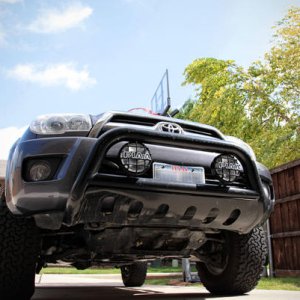 effective off-road armor!
Okay...so the bull bar isn't exactly "armor"...but it did protect the front stock bumper from greeting the rock I couldn't s