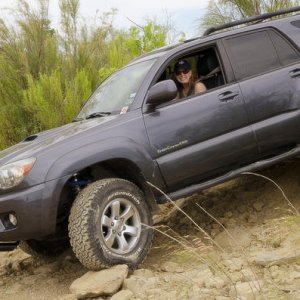 My wife learning to off-road.