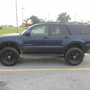 Side shot showing the level of the truck post lift.