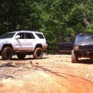 After towing the fellow jeep with me to uhwarrie unhooked the trailor and took off through the trails!!