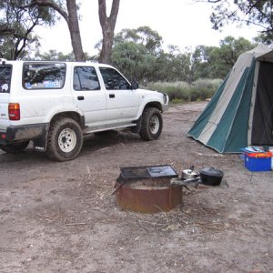 Ned @ Murray River campsite. Nothing like getting out of the city & getting back to basics