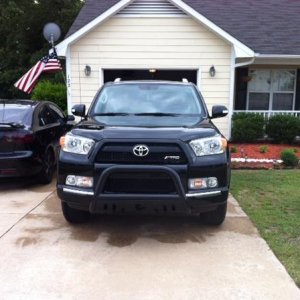 Front pic w/TRD emblem and carbon fiber vinyl wrapped grill
