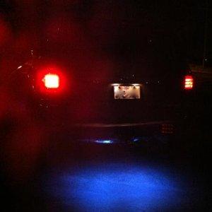 LEDs installed between spare and rear bumper.