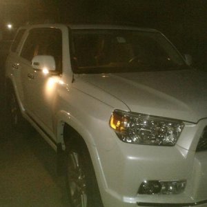 Here's an image you won't see everyday. It's a photo of a 5th Generation 4Runner limited, with it's "Puddle lamps" just activated, as a result of nigh
