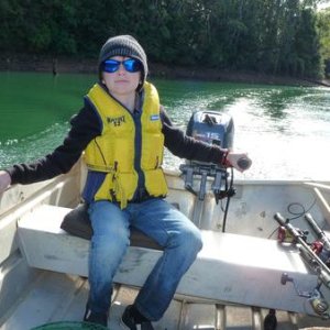 My 10 year old son at the helm.