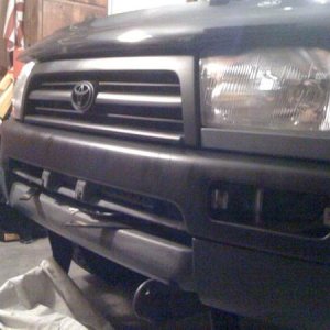 Front bumper prepped for brush guard