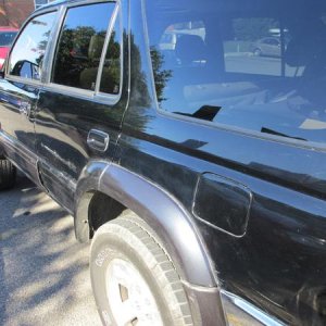 Debadged, sporting some war wounds from the trails