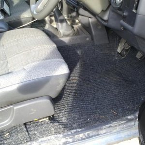 Truck has been recarpeted with black marine carpet for when water gets in the cab haha!@