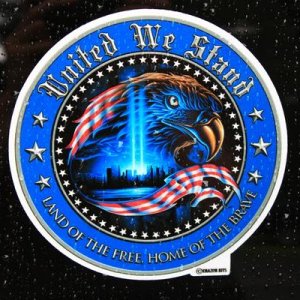 9/11 sticker, got a shirt with the same design on the back