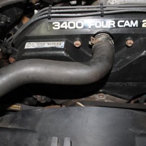 How the radiator hose is now...