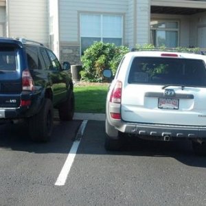 Picture of my white 03 SR5 that I just purchased next to Brutus.