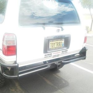 Custom rear bumper by Bed Liners and More in Casa Grande Az.  Moved the rear tire to cargo area.