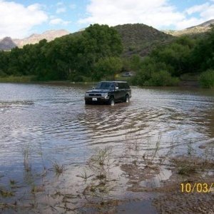 coming up out of the water, getn to my spot on the Verde River in Strawberry Az