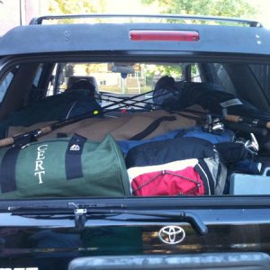 all bunkered down to do some camping, for a day, or maybe a week, who knows!