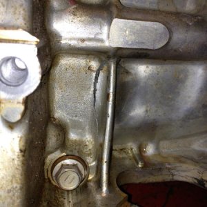 the crack on the outside of the block on the 3rd cylinder i believe.