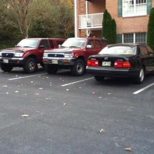 1995 4runner next to my dads 1999 tacoma