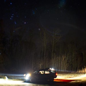 Runner's lights on while taking star pictures