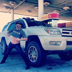 my buddy gettin hype at a gas station somewhere in Tennessee.