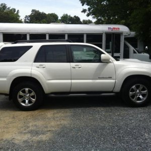 My mom bought it for me as a high school graduation/18th birthday present. Got it used w/ 28k miles. 2008 4Runner Sport V8. I call her Sheila 05/15/12