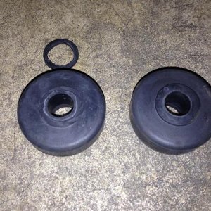 Rear shock bushing modification. I had to trim the inner step of the bushing to match the OEM hole diameter. If they wear through, I will enlarge the 