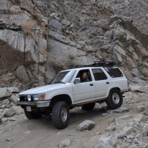 Last Chance Canyon.. I did the hard'er rout in 2wheel low I didn't realize I had pulled a vacuum line when changing plug wires till we were out of the