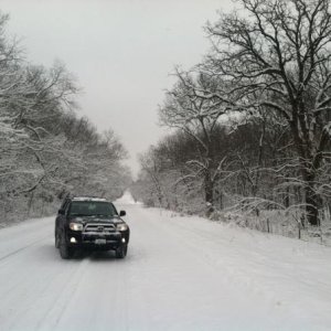 In the middle of the "road"