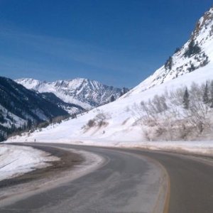 drivin down the wasatch canyon from Alta, utah.