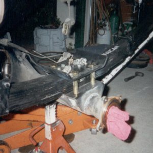 AllPro long travel rear suspension with flipped U-bolts.