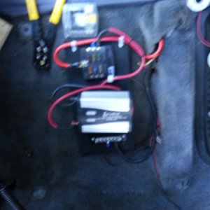 The accessory fuse box, negative distribution panel and power inverter all ready to rock and roll!