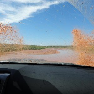 Splashing through the Canadian River north of Amarillo, TX.