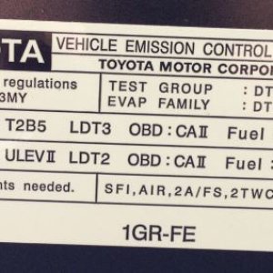 Emissions Sticker
