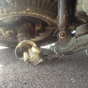 CV Axel juice everywhere, Body mount bolt sliced the sidewall.