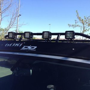 Gobiracks roof rack and Rigid Industries D2 LED X4 up top. Real clean install... the wires are actually inside the roof rack tubing.