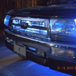 strobes in the grill and blue corner lights