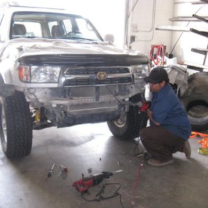 Jimmy Ward from OutdoorLogic doing pre bumper surgery!  What a great group of guys and shop.  Top Notch!