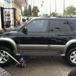 Getting the 17" 08 4Runner Sport Rims put on.