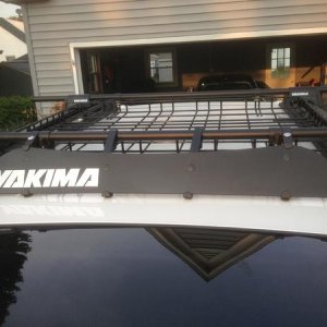 Yakima Railgrabs with 58" cross bars, 38" fairing and basketcase