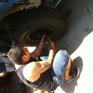 Putting on final lug nut